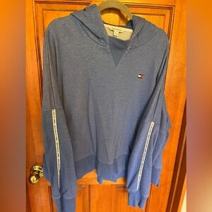 Women’s Tommy Hilfiger Sport Logo Tape Hoodie XXL Blue Pullover Cropped